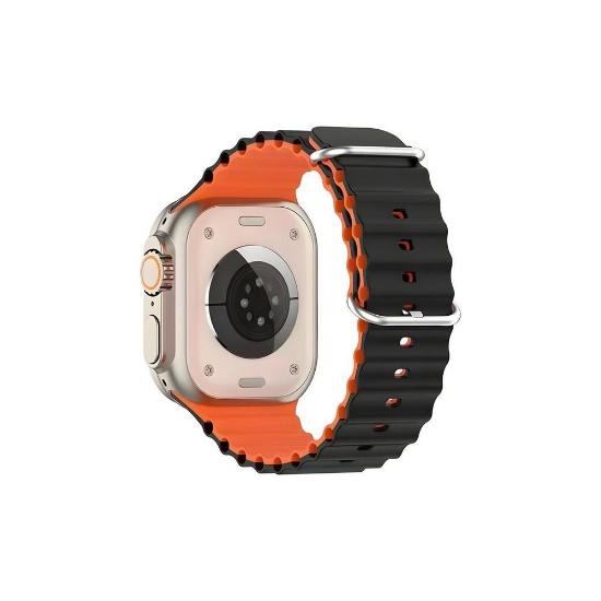 Zamjenski remen BELINE Silicone Waves za Apple Watch 42/44/45/49mm, crno-narančasti