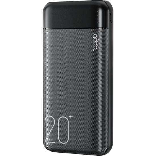 Mobilni USB punjač ADDA Fusion, 20000mAh, Micro USB i Type-C ulazi, 2xUSB-A izlazi, 12W, crni