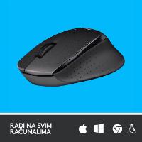 Miška LOGITECH M330 Silent Plus, optički, 1000dpi, bežični, črni, USB