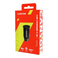 Auto punjač CANYON C-20, 20W PD, USB-C, crni