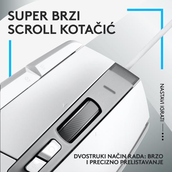 Miška LOGITECH Gaming G502 X, optički, 25600dpi, beli, USB