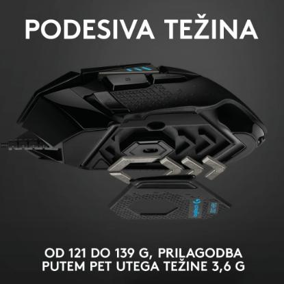 Miška LOGITECH Gaming G502 Hero RGB, optički, 25600dpi, črni, USB
