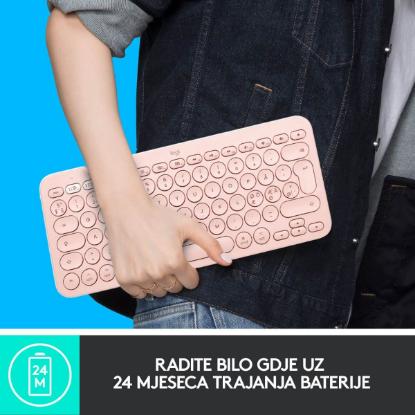 Tipkovnica LOGITECH K380, BT, kompaktna, za Mac, roza