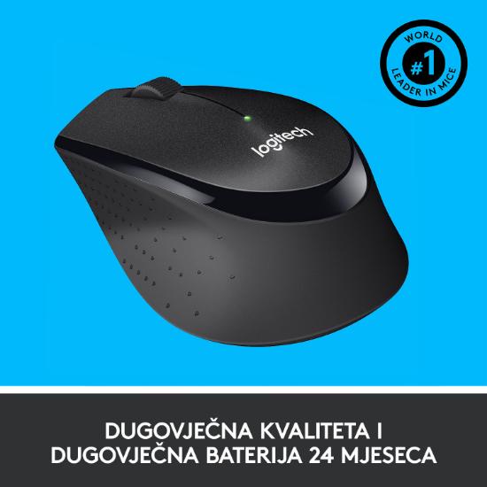 Miška LOGITECH M330 Silent Plus, optički, 1000dpi, bežični, črni, USB