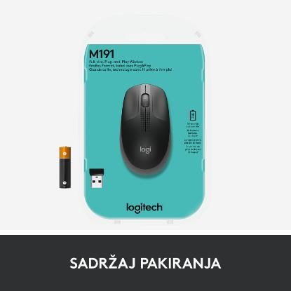 Miška LOGITECH M190, optički, bežični, 1000dpi, crno-sivi
