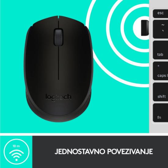Miška LOGITECH M171, optički, bežični, črni