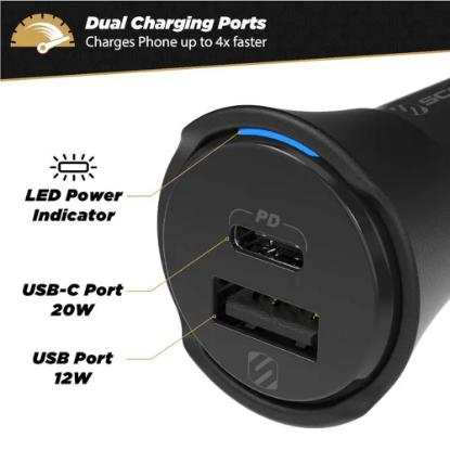 Auto punjač SCOSCHE PowerVolt PD32, dual port 20W USB-C PD + 12W USB-A