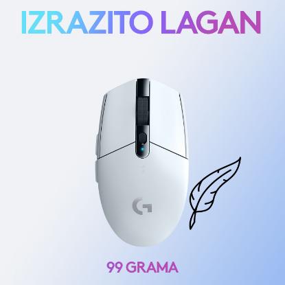Miška LOGITECH Gaming G305 Lightspeed, bežični, optički, 12000dpi, beli, USB