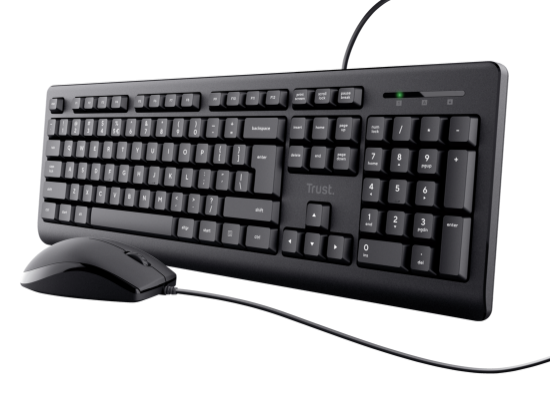 Tipkovnica + miška TRUST Basics, črni, USB