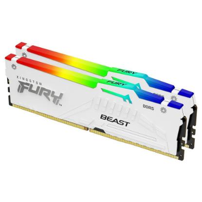 RAM pomnilnik PC-51200, 32GB, KINGSTON Fury Beast White RGB KF564C32BWEAK2-32, EXPO, DDR5 6400MHz, kit 2x16GB