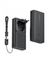 Mobilni USB punjač VEGER ACE100, 10000 mAh, ugrađena EU utičnica, crni