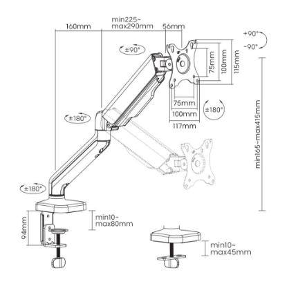 Stalak za monitor SBOX LCD-S012-2, stolni, do 32", za 1 monitor, crni