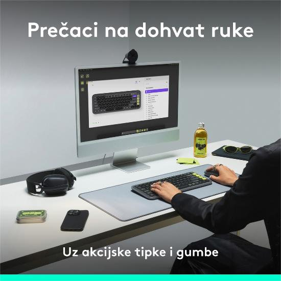 Tipkovnica + miška LOGITECH POP Icon Combo, brezžična, US Layout, BT, belo-oranžna