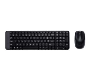 Tipkovnica + miška LOGITECH MK220 Wireless Desktop, brezžična, črna, kompaktna, USB