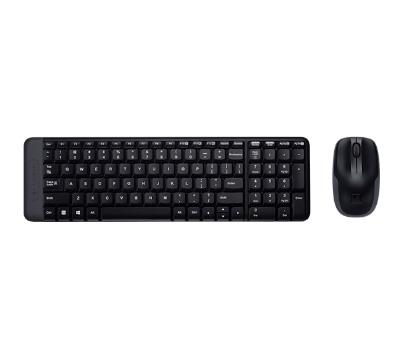 Tipkovnica + miška LOGITECH MK220 Wireless Desktop, brezžična, črna, kompaktna, USB