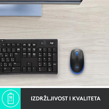 Miška LOGITECH M190, optički, bežični, 1000dpi, crno-modri