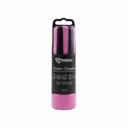 Sredstvo za čišćenje SBOX CS-5005, za čišćenje ekrana mikrofiber krpicom, 150ml, rozo