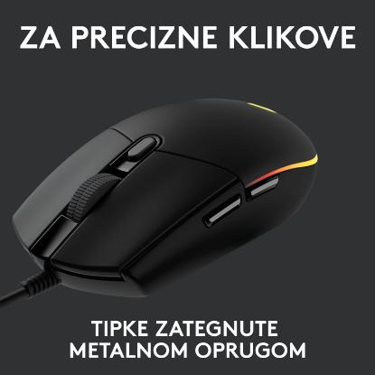 Miška LOGITECH Gaming G102 Lightsync, optički, 8000dpi, črni, USB