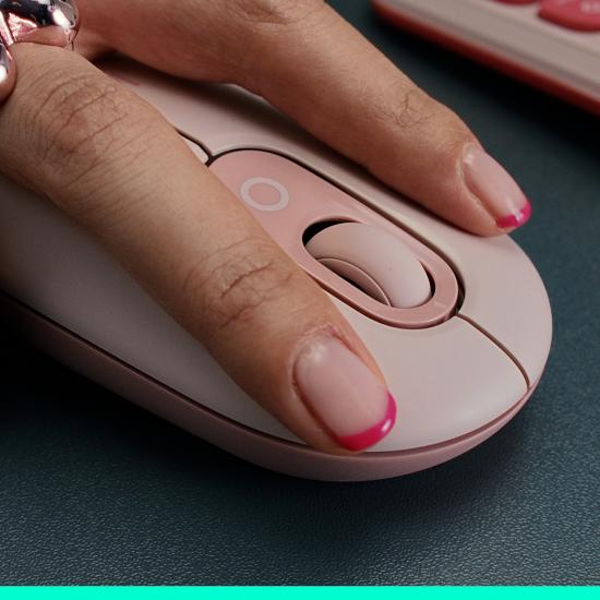 Miška LOGITECH POP, optički, bežični, USB, BT, 1000dpi, rozi