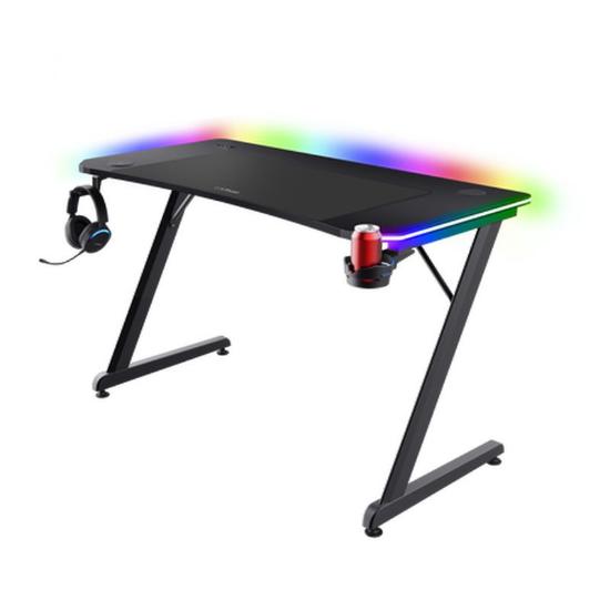 Gaming miza TRUST GXT 710 Luminus Pro, RGB, bežični polnilec, črni