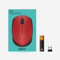 Miška LOGITECH M171, optički, bežični, rdeči