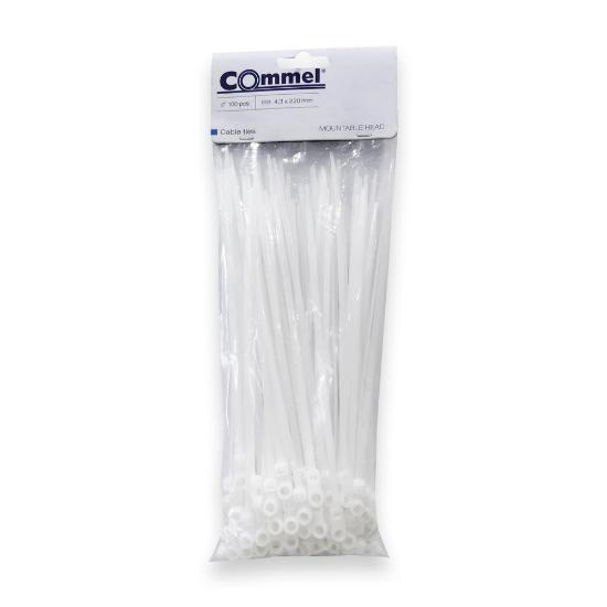 Plastične vezice za kabele, 4,3 x 220 mm, bijele, 100 kom