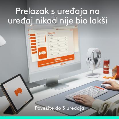 Miška LOGITECH POP, optički, bežični, USB, BT, 1000dpi, sivi