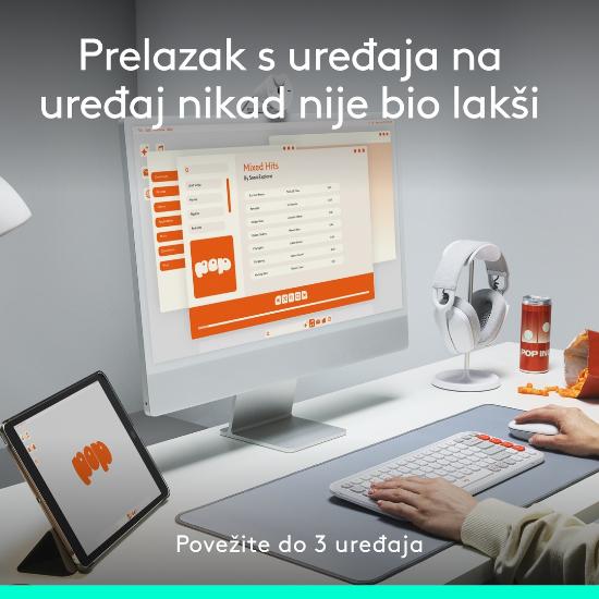 Miška LOGITECH POP, optički, bežični, USB, BT, 1000dpi, sivi