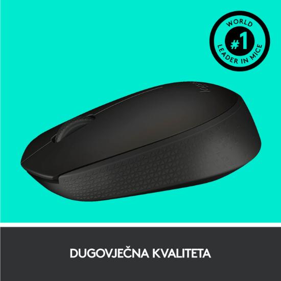Miška LOGITECH B170, optički, 1000dpi, bežični, črni, USB