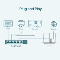 Switch TP-LINK TL-SG105E, 10/100/1000 Mbps, 5-port, managed, metalno kućište