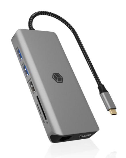 Docking station ICY BOX IB-DK4061-CPD, 2x USB 3.2 Gen 1, 1x USB 2.0, 2x USB-C, 2x HDMI, SD, RJ45, za laptop