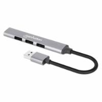 USB HUB MANHATTAN, 4-portni, 1xUSB 3.0, 3xUSB 2.0, aluminijski, srebrni