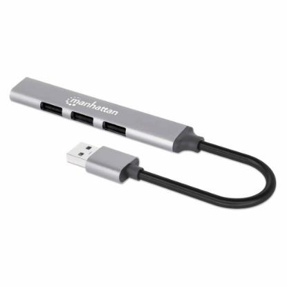 USB HUB MANHATTAN, 4-portni, 1xUSB 3.0, 3xUSB 2.0, aluminijski, srebrni