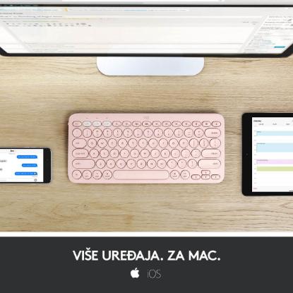 Tipkovnica LOGITECH K380, BT, kompaktna, za Mac, roza
