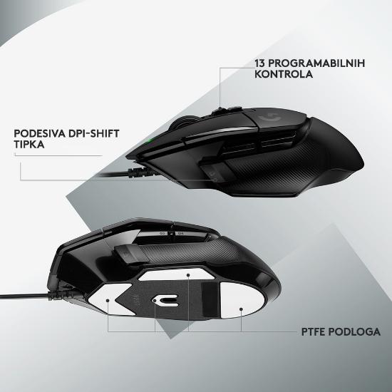 Miška LOGITECH Gaming G502 X, optički, 25600dpi, črni, USB
