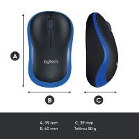 Miška LOGITECH M185, optički, bežični, 1000dpi, crno-modri