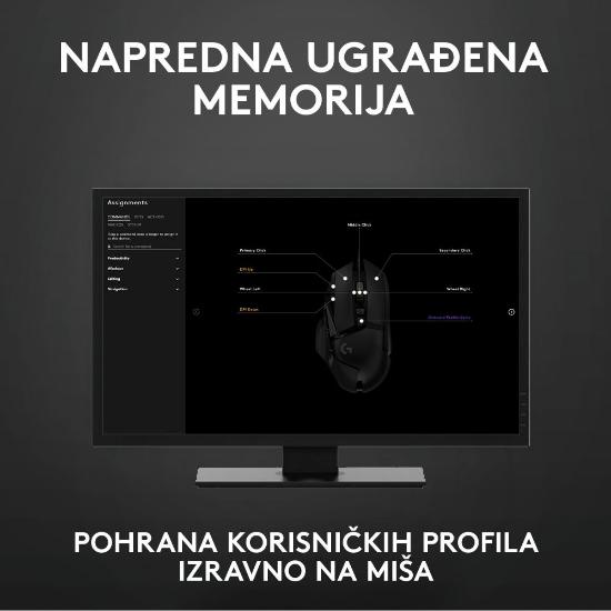 Miška LOGITECH Gaming G502 Hero RGB, optički, 25600dpi, črni, USB