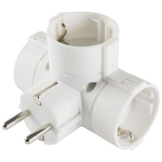 Razdjelnik HOME, 3 x schuko utičnice, T oblik, strujni, bijeli