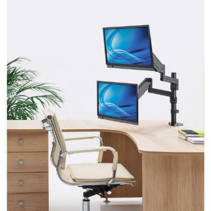 Stalak za monitor MANHATTAN 461597, za dva monitora, stolni, 17" do 32", crni