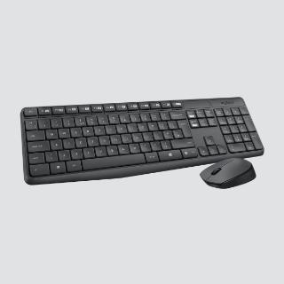 Tipkovnica + miška LOGITECH MK235 Wireless Desktop, brezžična, siva, USB