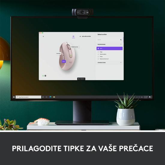 Miška LOGITECH M650, bežični, optički, 4000dpi, USB, BT, rozi