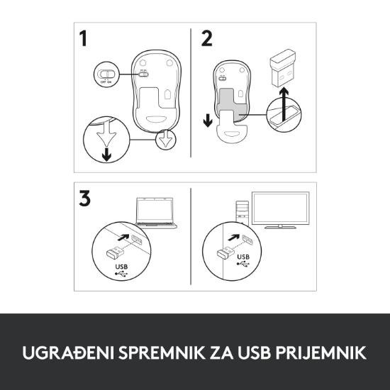 Miška LOGITECH M185, optički, bežični, 1000dpi, crno-rdeči
