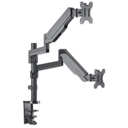 Stalak za monitor MANHATTAN 461597, za dva monitora, stolni, 17" do 32", crni