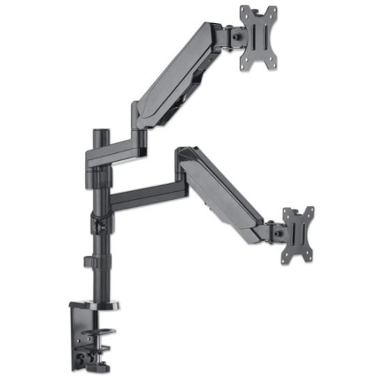 Stalak za monitor MANHATTAN 461597, za dva monitora, stolni, 17" do 32", crni