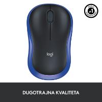 Miška LOGITECH M185, optički, bežični, 1000dpi, crno-modri