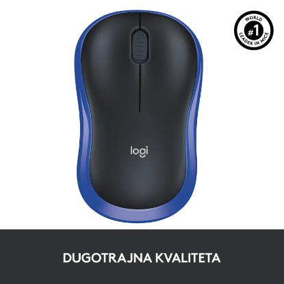 Miška LOGITECH M185, optički, bežični, 1000dpi, crno-modri