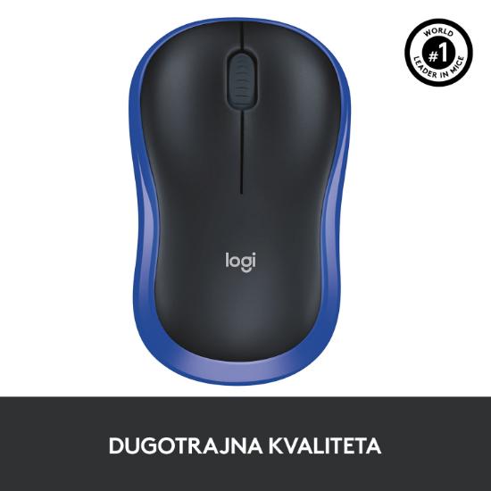 Miška LOGITECH M185, optički, bežični, 1000dpi, crno-modri