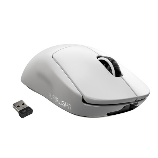 Miška LOGITECH Pro X Superlight, bežični, optički, 25600dpi, beli, USB