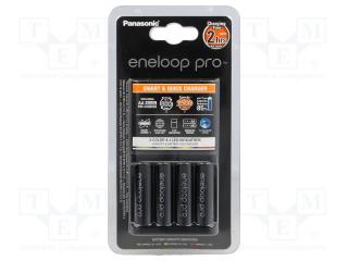 Punjač baterija PANASONIC Eneloop PRO KKJ55HCD40E, 4 mjesta za punjenje + 4x 2450mAh AA baterije