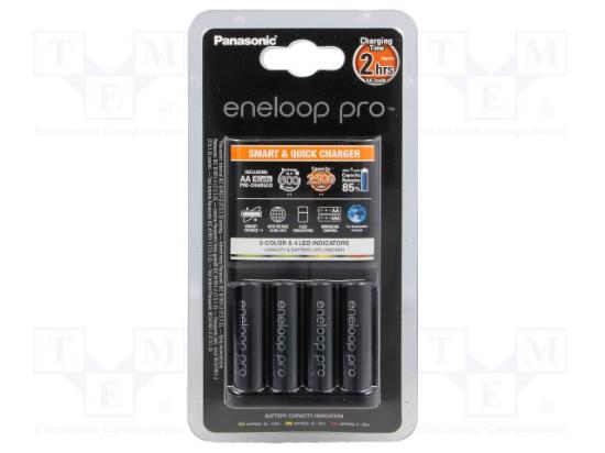 Punjač baterija PANASONIC Eneloop PRO KKJ55HCD40E, 4 mjesta za punjenje + 4x 2450mAh AA baterije
